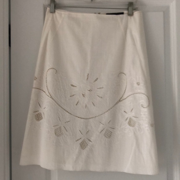 Elie Tahari white cotton embroidered shirt size 4 - Picture 1 of 4